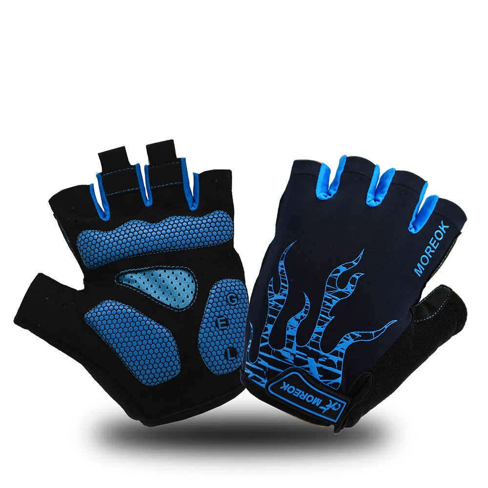 MOREOK Bike Gloves Breathable 5mm Gel Pads MTB Mountain Road Bicycle Gloves Shock-absorbing Half Finger Cycling Gloves Men Women