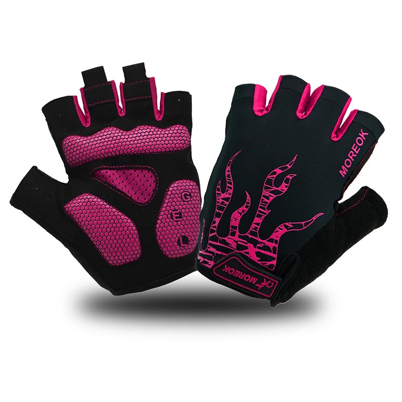 MOREOK Bike Gloves Breathable 5mm Gel Pads MTB Mountain Road Bicycle Gloves Shock-absorbing Half Finger Cycling Gloves Men Women