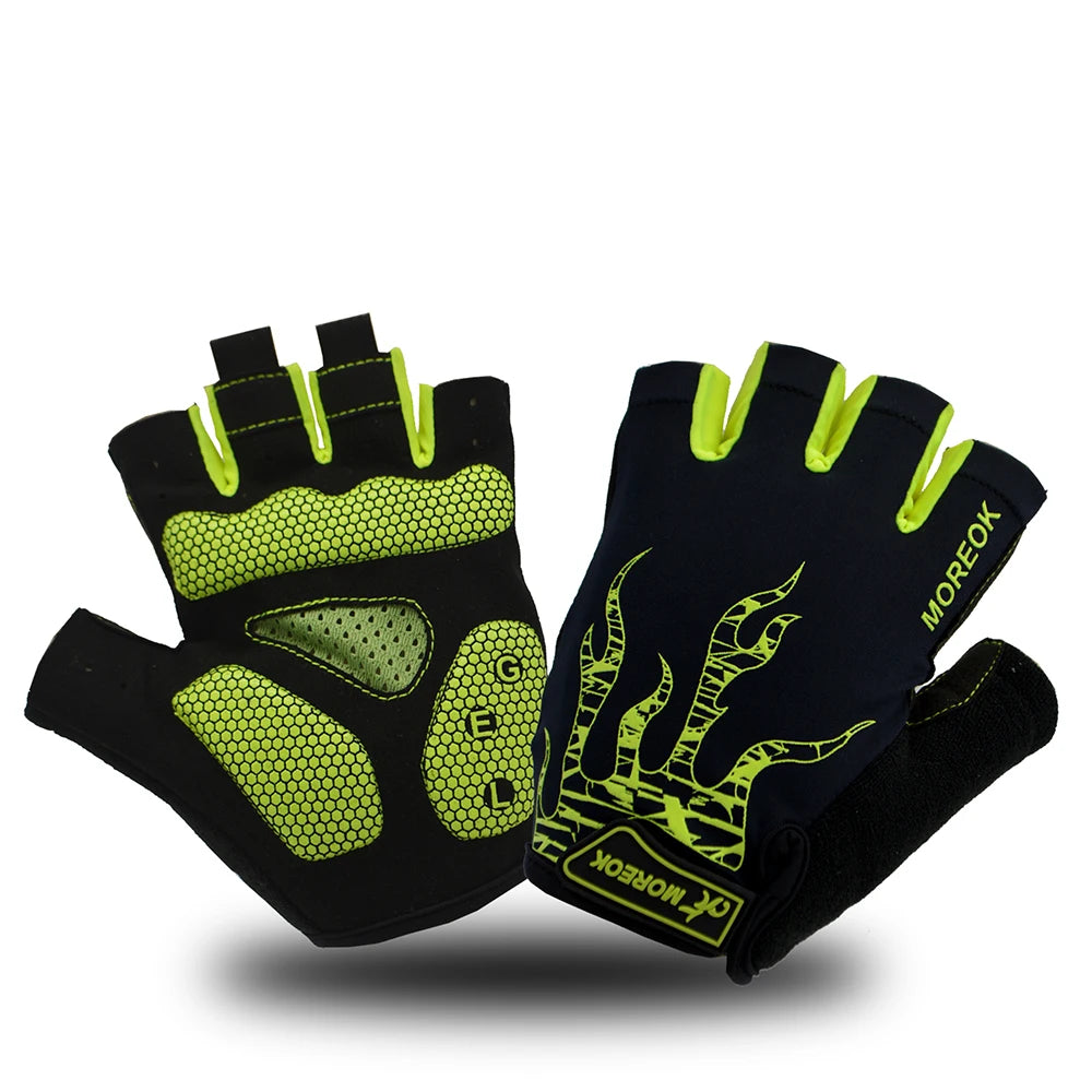 MOREOK Bike Gloves Breathable 5mm Gel Pads MTB Mountain Road Bicycle Gloves Shock-absorbing Half Finger Cycling Gloves Men Women