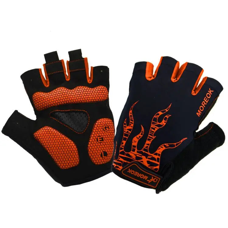 MOREOK Bike Gloves Breathable 5mm Gel Pads MTB Mountain Road Bicycle Gloves Shock-absorbing Half Finger Cycling Gloves Men Women