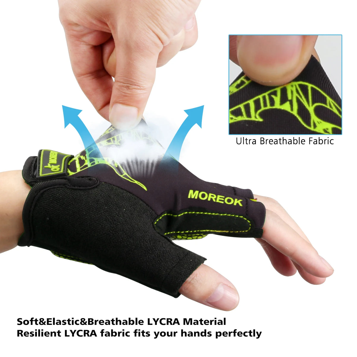 MOREOK Bike Gloves Breathable 5mm Gel Pads MTB Mountain Road Bicycle Gloves Shock-absorbing Half Finger Cycling Gloves Men Women