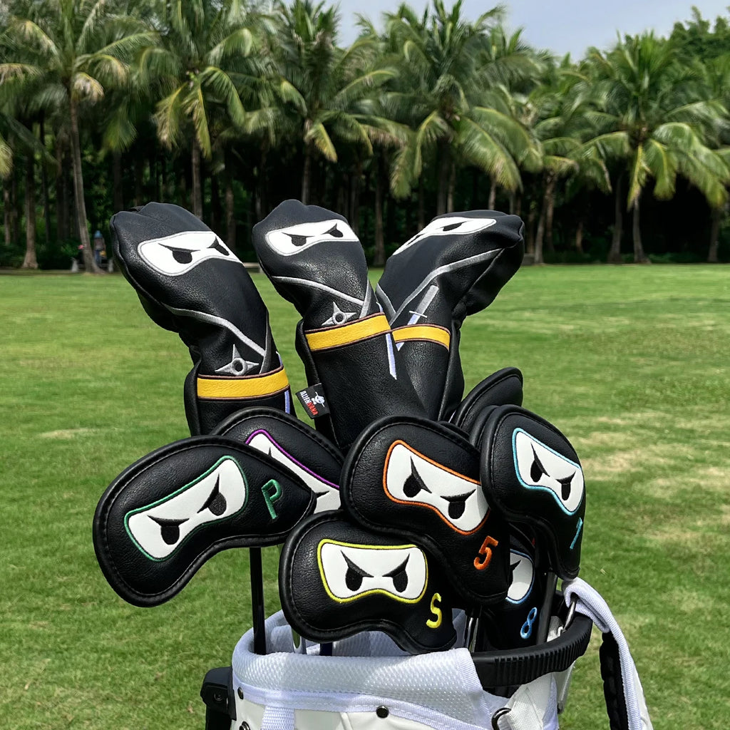 Golf Club headcover Set Aliennana Black Ninja Driver Head Cover Fairway Golf Headcvoer Hybird Blade putter Mallet Putter Covers