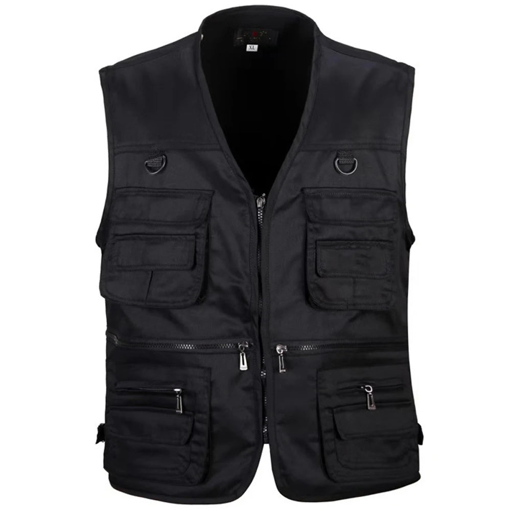 Summer Men Tactical Hiking Fishing Vest Multi-pocket Photographer Waistcoat Outdoor Leisure Male Thin Cargo Jacket Vests S-6XL