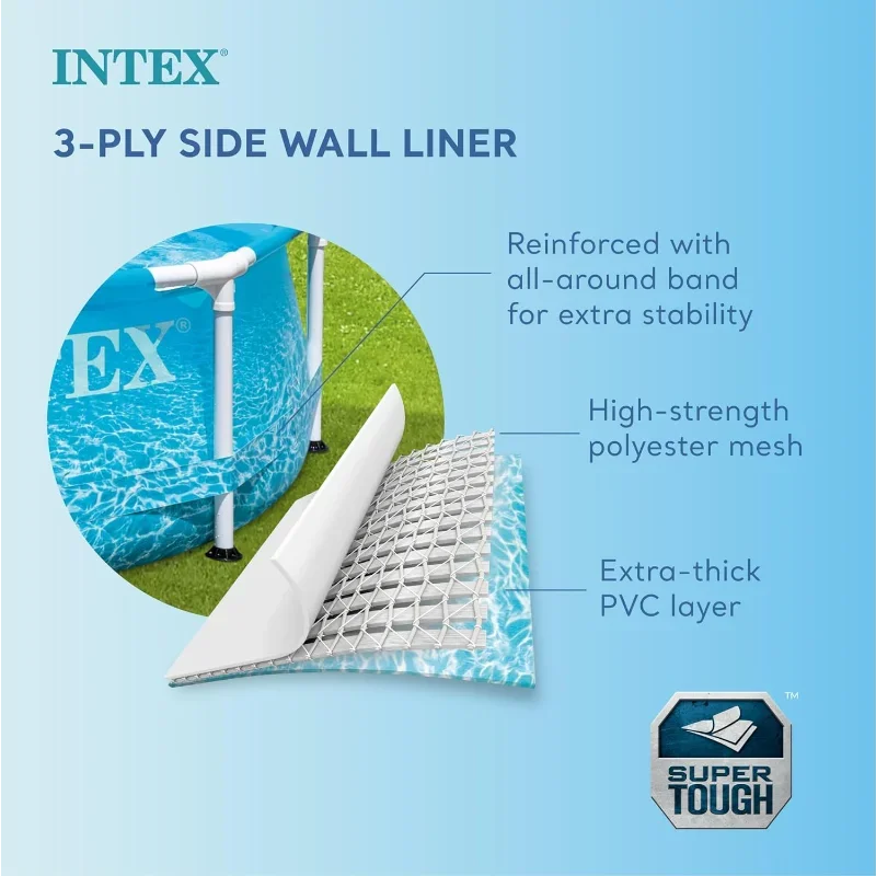 Intex 28206EH Large Round Above Ground Swimming Pool with Reinforced Sidewalls and Metal Frame for Backyard or Outdoor Use,