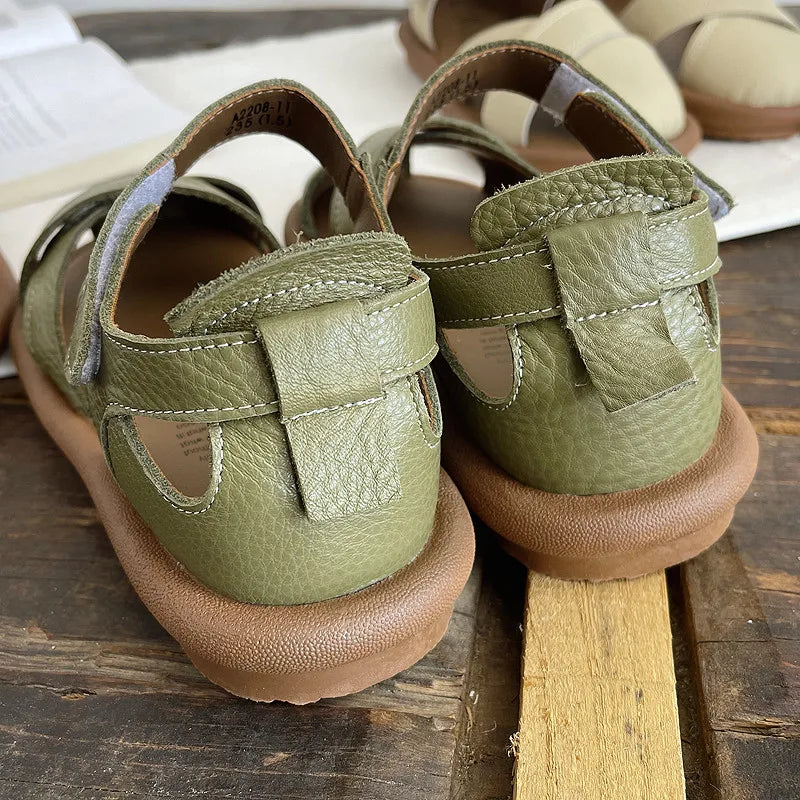 Careaymade-Genuine leather soft surfaces comfortable sandals,original big women's shoes,summer hollowed out women beach shoes