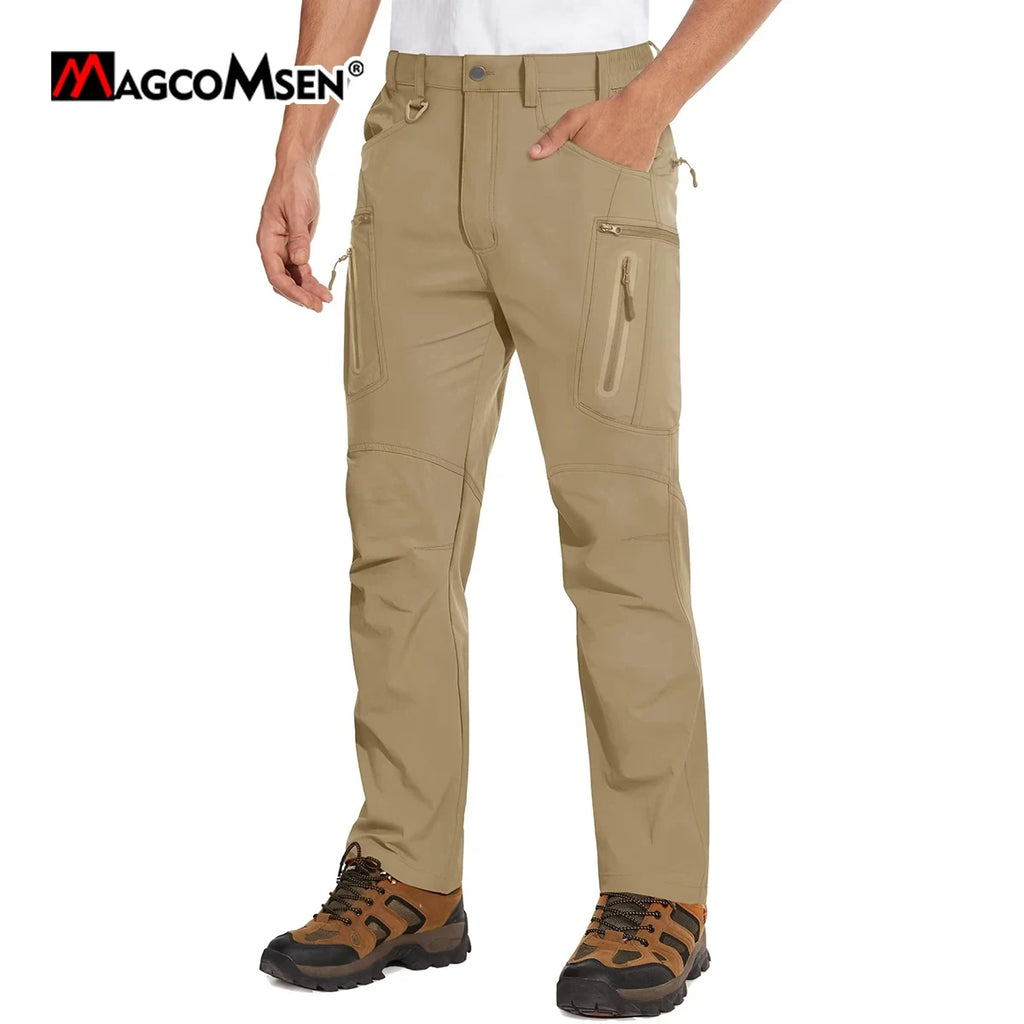 MAGCOMSEN Lightweight Hiking Pant Men Summer Cargo Pants Quick-Dry Nylon Waterproof Outdoor Fishing Casual Trouser