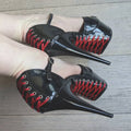 Fashion Women's Gothic Stripper Heels 15cm Nightclub Platform Sandals Sexy Fetish Shoes 6Inch Crossdresser Peep Toe Exotic