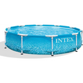 Intex 28206EH Large Round Above Ground Swimming Pool with Reinforced Sidewalls and Metal Frame for Backyard or Outdoor Use,