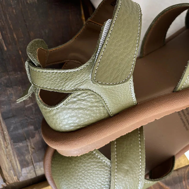 Careaymade-Genuine leather soft surfaces comfortable sandals,original big women's shoes,summer hollowed out women beach shoes