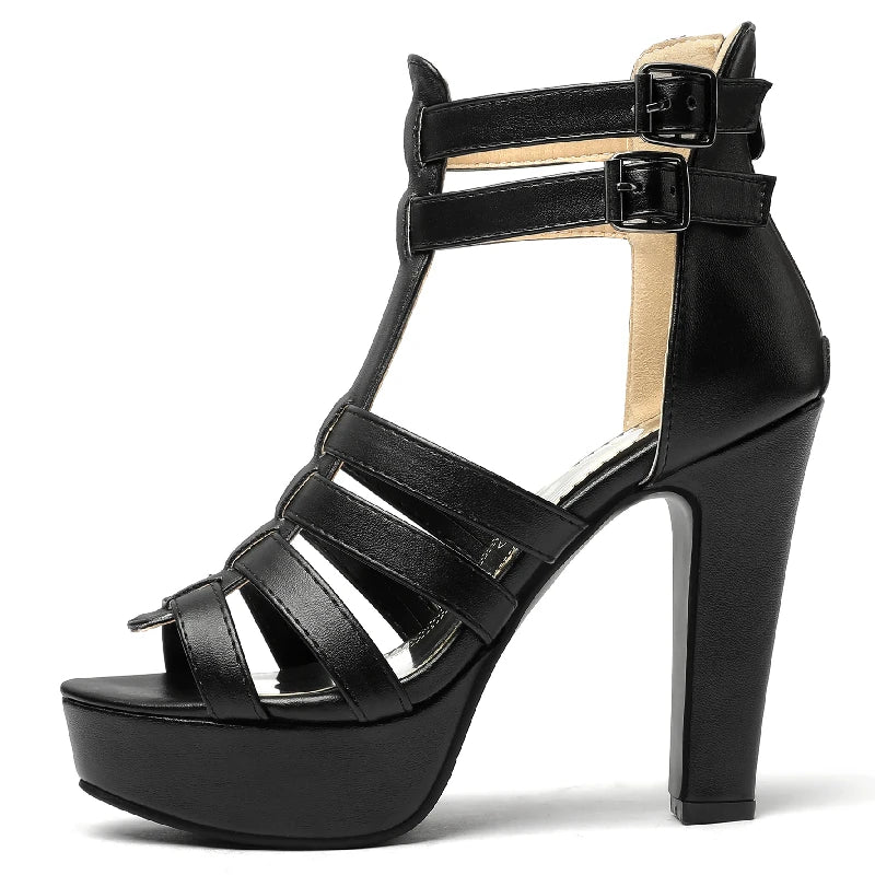 High Heels Summer Shoes for Women Gladiator Sandals Platform 2025 Large Size 44 45 50 Peep Toe White Red Party Dance Shoe Ladies