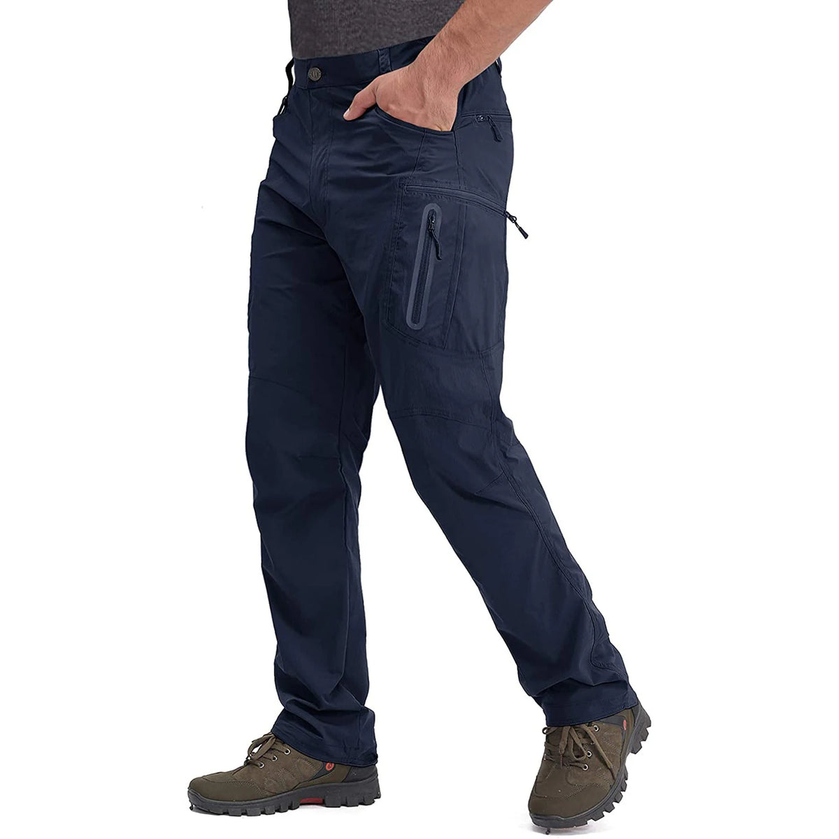 TACVASEN Summer Lightweight Trousers Mens Fishing Pants Outdoor Hiking Nylon Quick Dry Pockets Cargo Pants Casual Work Trousers