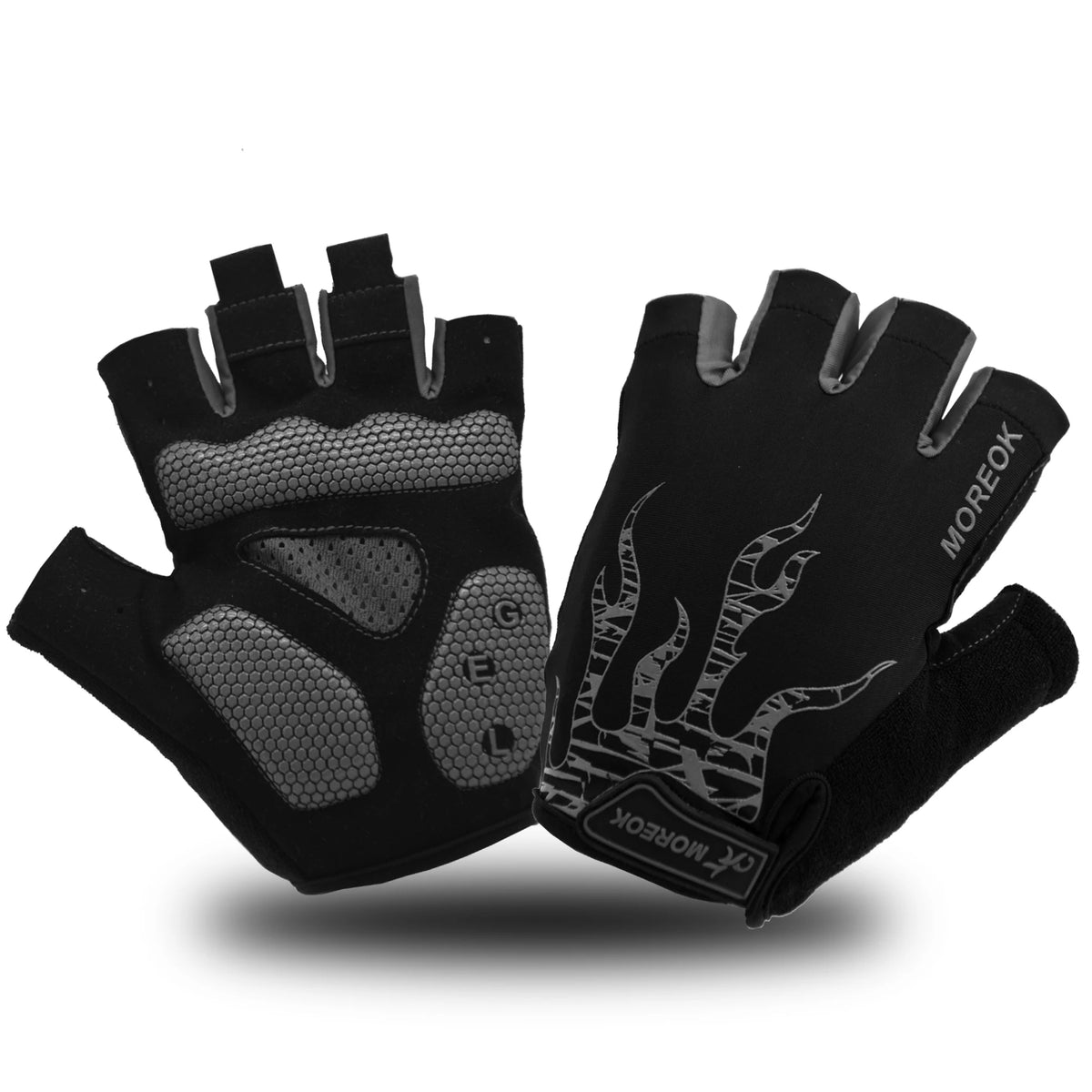 MOREOK Bike Gloves Breathable 5mm Gel Pads MTB Mountain Road Bicycle Gloves Shock-absorbing Half Finger Cycling Gloves Men Women
