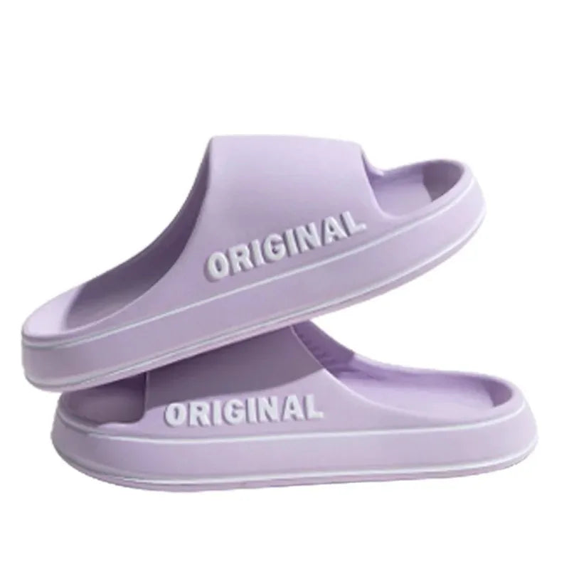 Men Thick Sole Summer Beach Slides Bathroom Anti Slip Slipper Soft Sandals Simplicity Ultra Light Letter Shoe