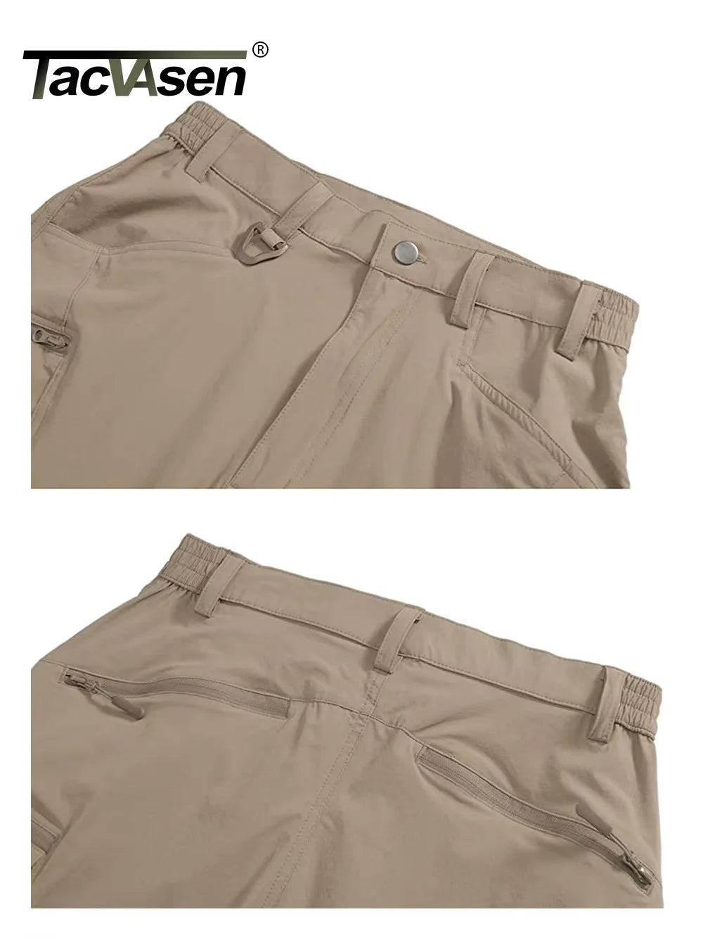 TACVASEN Summer Lightweight Trousers Mens Fishing Pants Outdoor Hiking Nylon Quick Dry Pockets Cargo Pants Casual Work Trousers