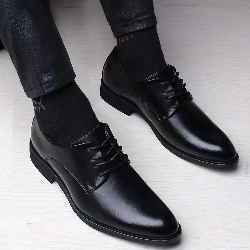 Spring Autumn British Casual Shoes Business leather footwearMen's fashion shoes in suits Comfortable height increasing male shoe