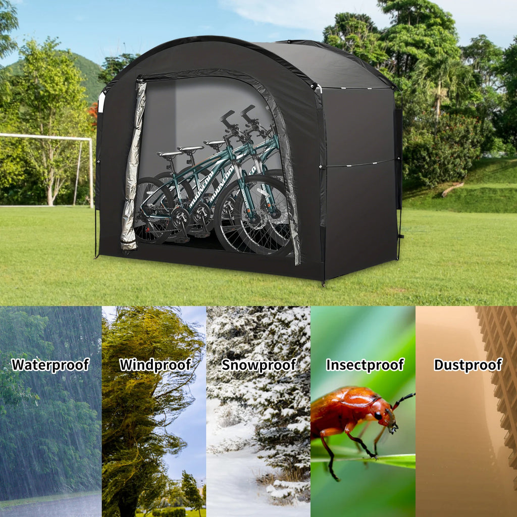 Bike Storage Shed Tent for 1-4 Bikes Portable Outdoor Bike Cover Bicycle Sunshade Covers Shelter Waterproof Durable Bike Tent