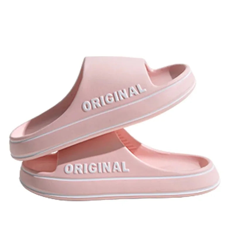 Men Thick Sole Summer Beach Slides Bathroom Anti Slip Slipper Soft Sandals Simplicity Ultra Light Letter Shoe
