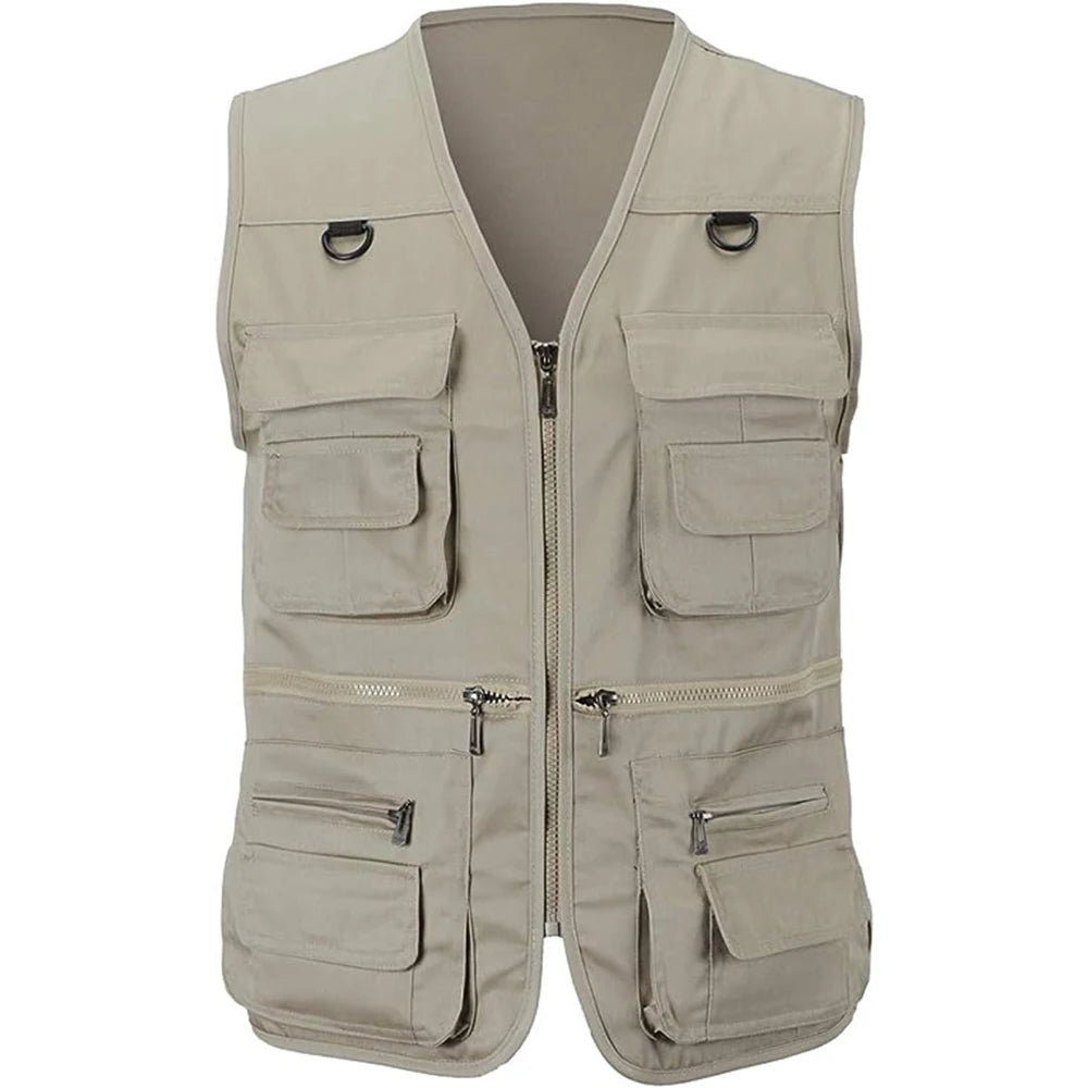 Summer Men Tactical Hiking Fishing Vest Multi-pocket Photographer Waistcoat Outdoor Leisure Male Thin Cargo Jacket Vests S-6XL