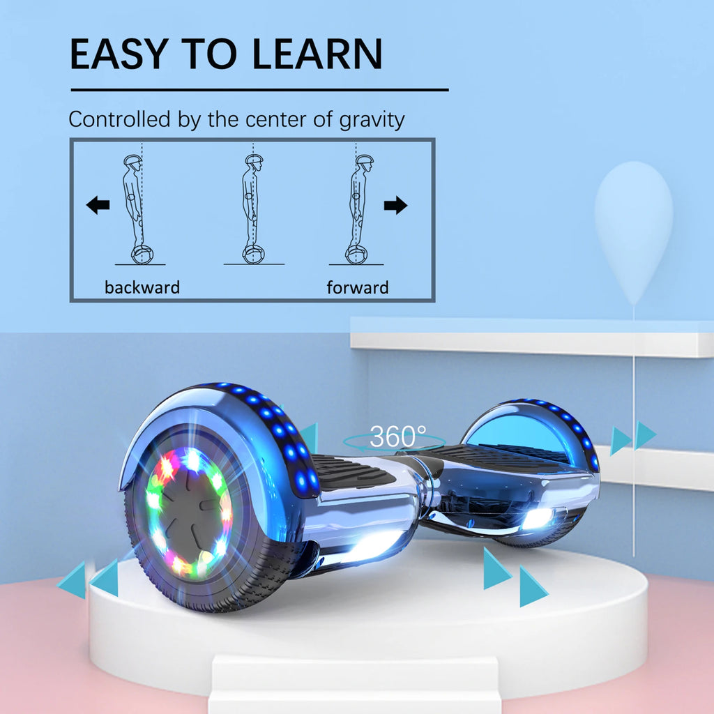 RCB Hoverboard, 6.5 Inch Two Wheel Hoverboard with Bluetooth Speaker with LED Light, Hoverboard Great Gift for Kids and Adults