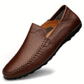 CLOHOO Men's Business Casual Shoes Leather Stitching Comfortable Breathable Rubber Bottom Second Layer Cowhide