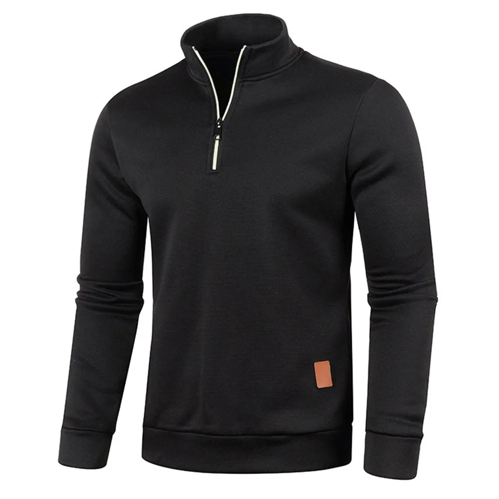 Men's Collar Half zipper Sweatshirts Spring Autumn Casual Pullover for Male Sweat Outdoor Turtleneck Coats Solid Sports Clothing