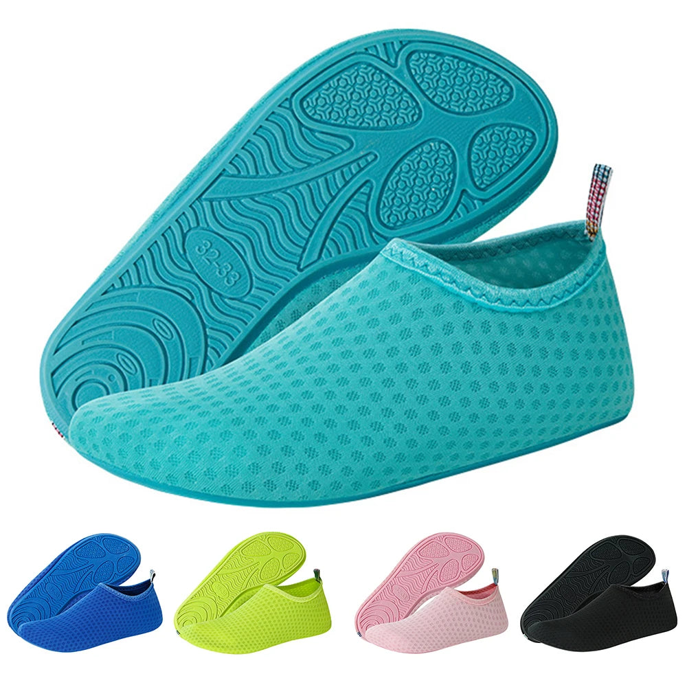 Water Shoes Rubber Sole Mesh Hole Quick Dry Diving Shoes Unisex Beach Swimming Diving Socks Non-Slip Seaside Surfing Adult Kids