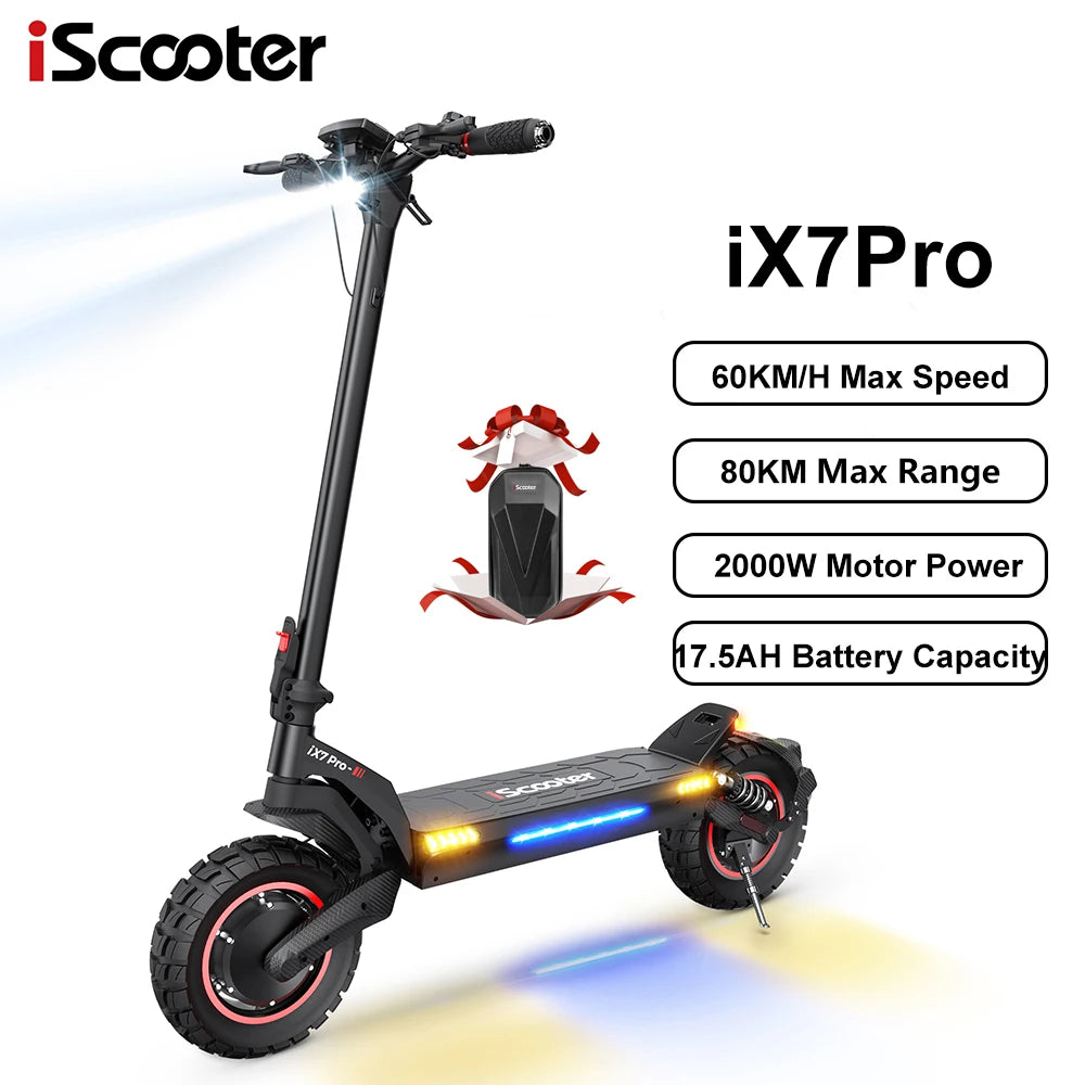 iScooter iX7 Pro Foldable Electric Kick Scooter High Speed 60 km/h 2000W 48V 17.5Ah Battery for Sports & Entertainment