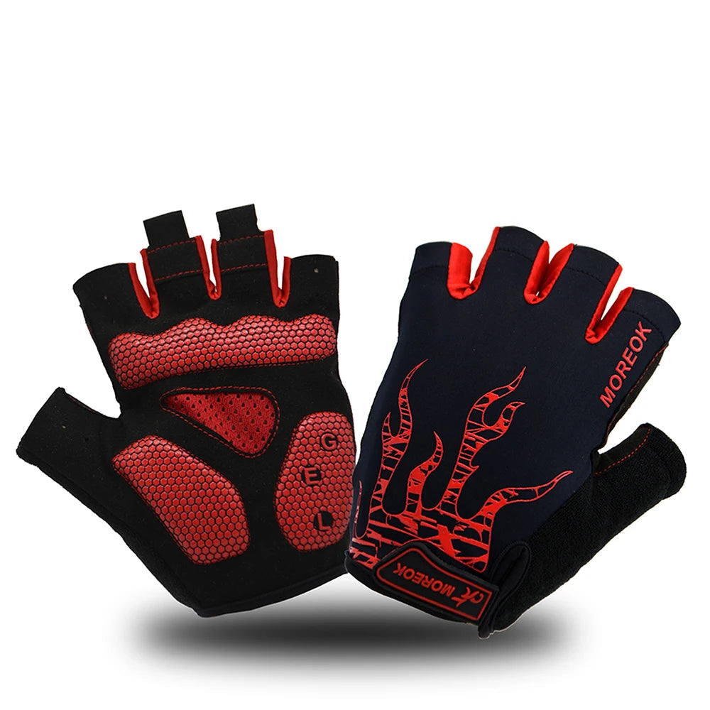 MOREOK Bike Gloves Breathable 5mm Gel Pads MTB Mountain Road Bicycle Gloves Shock-absorbing Half Finger Cycling Gloves Men Women