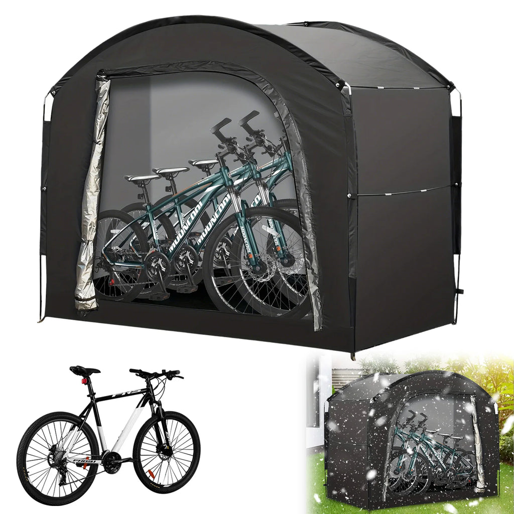 Bike Storage Shed Tent for 1-4 Bikes Portable Outdoor Bike Cover Bicycle Sunshade Covers Shelter Waterproof Durable Bike Tent