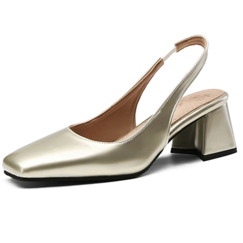 Women's Block Heels Pumps Shoes Elegant Summer Sandals Black Green Pink Close toe Slingback Office Wedding Dress Shoes Female