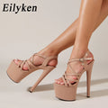 Eilyken Classics Super Ultra-High Heels 16 CM Womens Sandals Sexy Buckle Strap Platform Banquet Pumps Shoes Zapatos Mujer