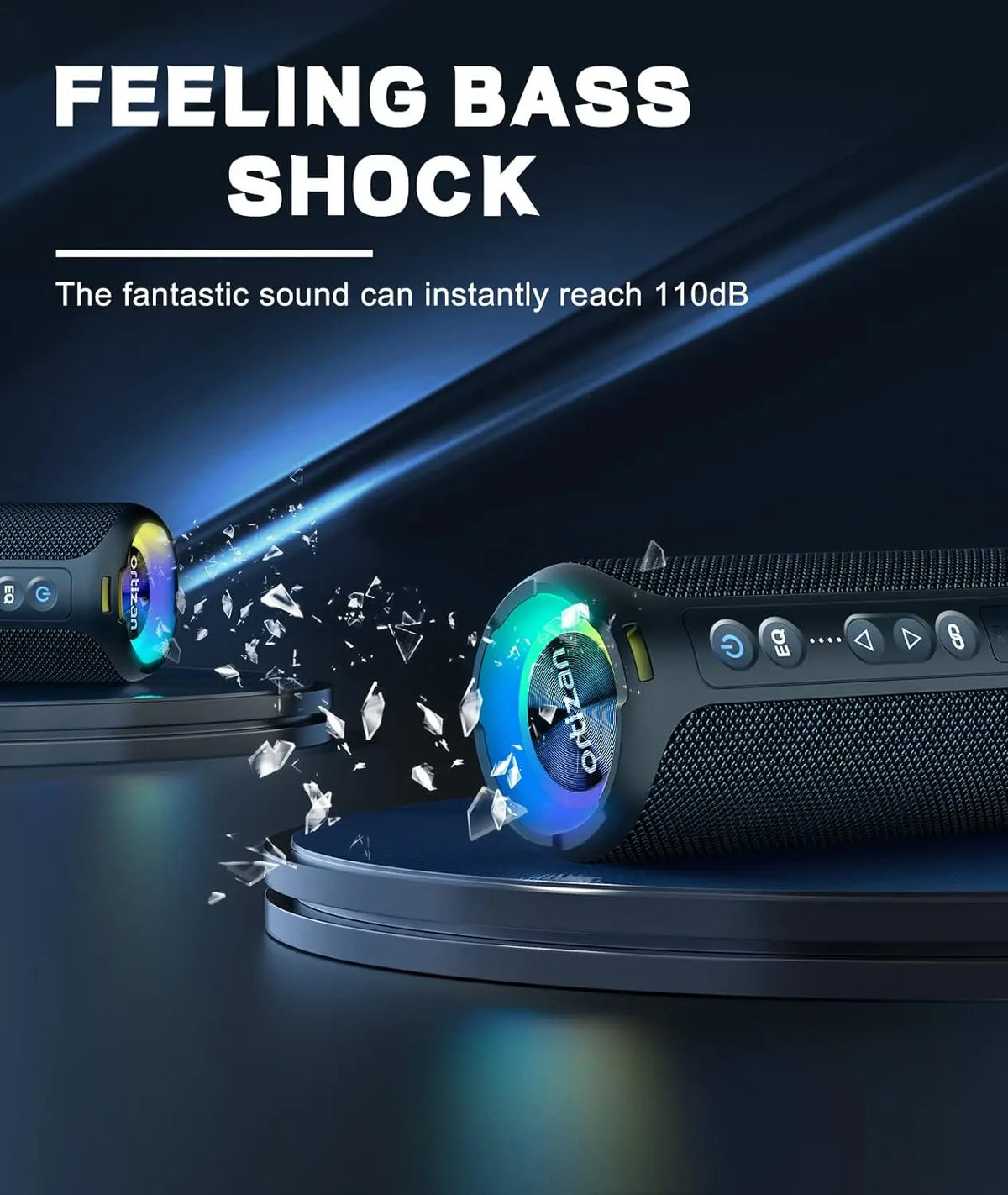 Ortizan X8 Pro Bluetooth Speaker Portable with 40W Stereo Sound,Rich Bass,IPX7 Waterproof, 30H Playtime, Mixed Color Lights,3 EQ