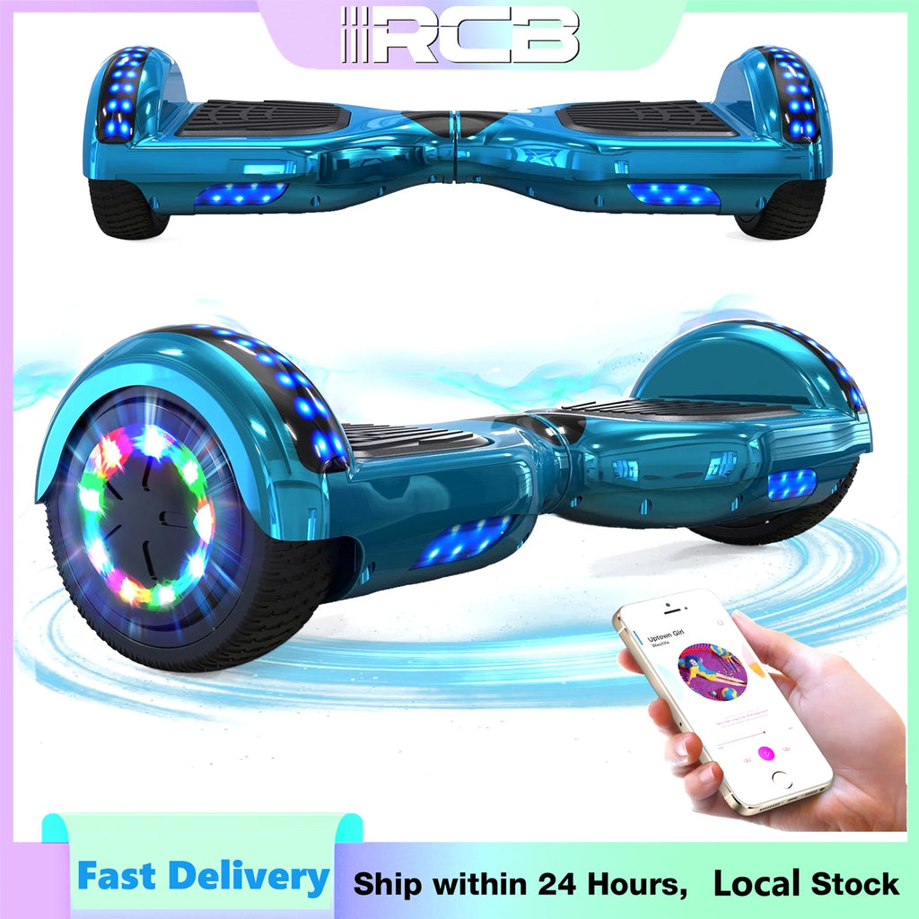 RCB Hoverboard, 6.5 Inch Two Wheel Hoverboard with Bluetooth Speaker with LED Light, Hoverboard Great Gift for Kids and Adults