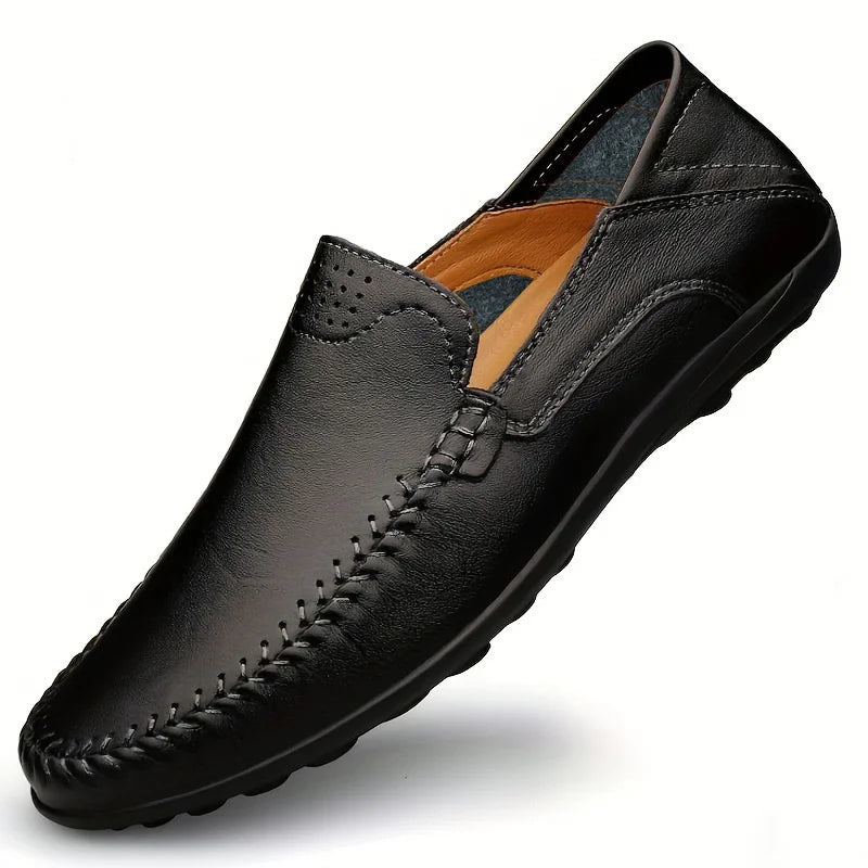 CLOHOO Men's Business Casual Shoes Leather Stitching Comfortable Breathable Rubber Bottom Second Layer Cowhide