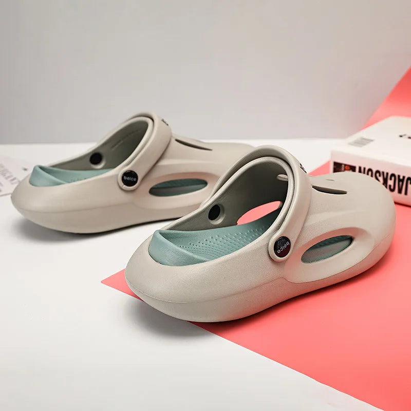 Comwarm 2024 Summer Clogs Slippers For Woman Summer Fashion Platform Hole Shoes Beach Sandals Casual Indoor Bathroom House Shoes