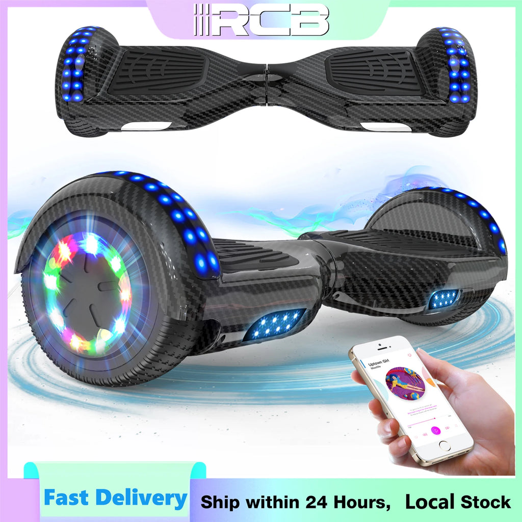 RCB Hoverboard, 6.5 Inch Two Wheel Hoverboard with Bluetooth Speaker with LED Light, Hoverboard Great Gift for Kids and Adults