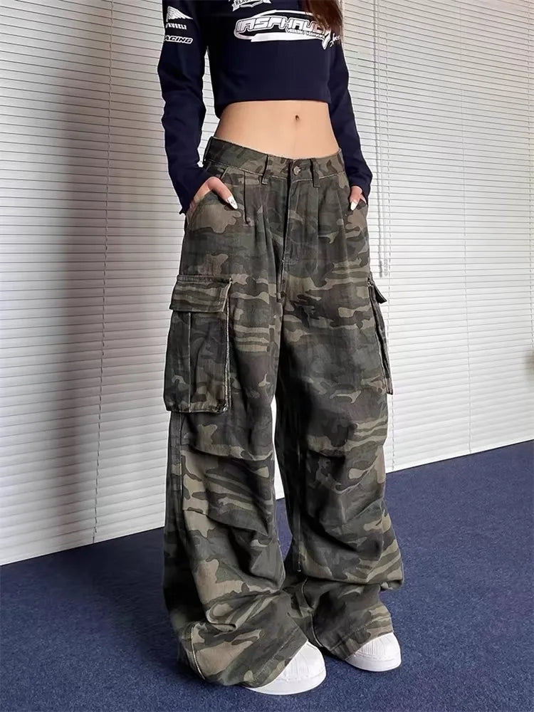 Summer Women's Camouflage Unisex Loose Capris Street Style Cargo Shorts Young Girl Casual Bottom Female Calf-length Pants