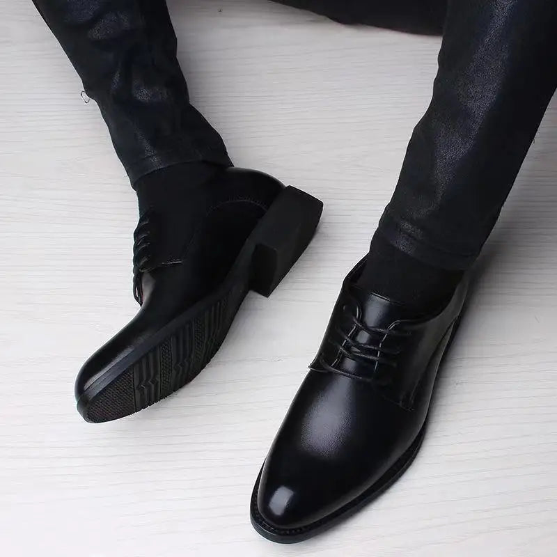 Spring Autumn British Casual Shoes Business leather footwearMen's fashion shoes in suits Comfortable height increasing male shoe