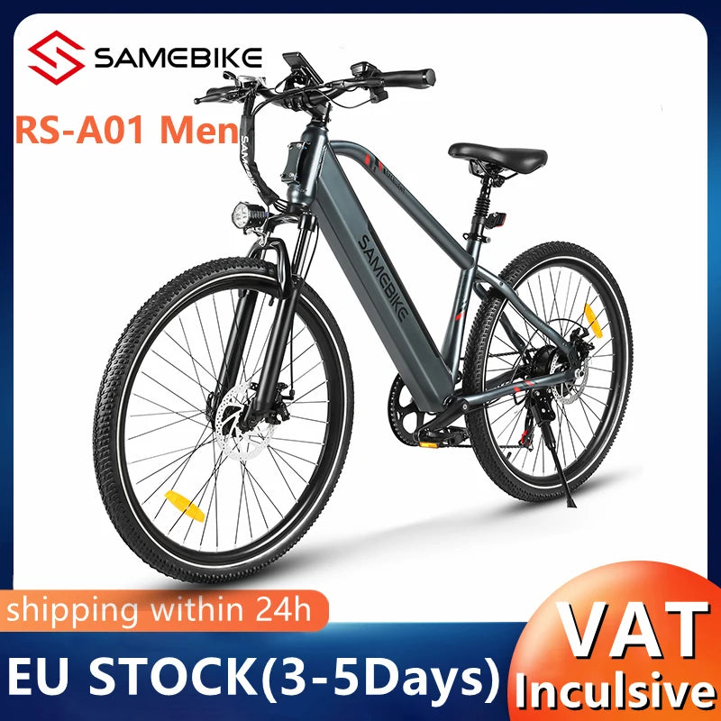 EU Stock Samebike RS-A01 Men Electric Bike 500W Motor 36V 13Ah Lithium Battery 35Km/h Max Speed 26 inch MTB Mountain Bicycle