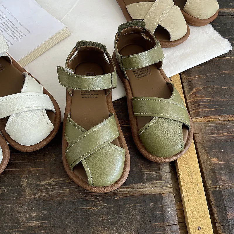 Careaymade-Genuine leather soft surfaces comfortable sandals,original big women's shoes,summer hollowed out women beach shoes